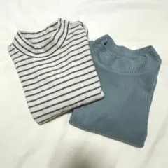 UNIQLO 2枚セット 110cm ハイネック 薄手フリース カットソー