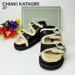 【未使用品】 CHIAKI KATAGIRI ファー サンダル 厚底 黒 37