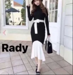 Rady マーメイド タートルネック ロングニットワンピース 肩見せ S 黒