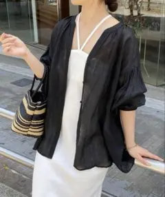 美品✨コラージュガリャルダガランテ　ラミー2WAYシアーブラウス　リネン　黒