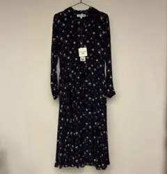 ユニクロ UNIQLO イネス レーヨンプリントシャツワンピース　M ネイビー