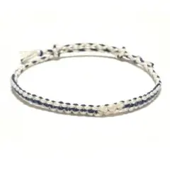 白×ネイビー ミサンガ ブレスレット／アンクレット 細身 シンプル ハンドメイド