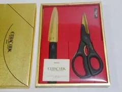 【新品未使用】CERACOOK ペティナイフ キッチンはさみセット　ゴールドのサムネイル