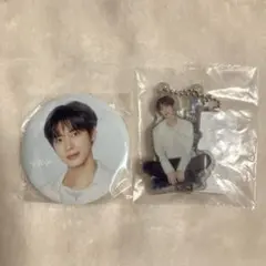TxT カプセルトイ　テヒョン　缶バッジ　アクリルキーリング２点セット