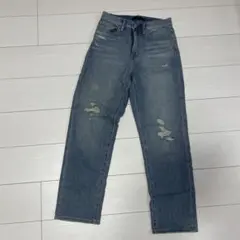 UNIQLO ライトブルー ストレートデニム ダメージ加工