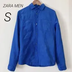 ザラ　ZARA MEN フェイクスエードレザージャケット　青　ブルー　シャツ