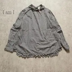 アイアムアイ　I am I ギンガムチェック　裾フリル　ブラウス　白黒のサムネイル