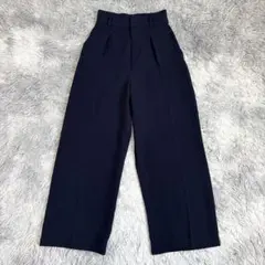 UNIQLO ユニクロ ハイウエストリボンワイドパンツ ネイビー S 後ろゴム