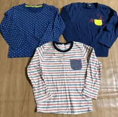 【120cm】男の子 ロンT 3枚セット まとめ売り 綿 通園 通学