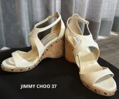 【美品】JIMMY CHOO ジミーチュウ　ウェッジソール　サンダル　白　 37
