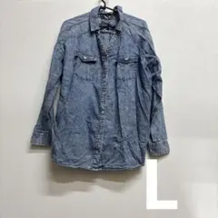 牛仔襯衫 女 長袖 口袋 水洗加工 外套 春秋