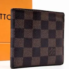 【美品】ルイヴィトン ダミエ ポルトフォイユ マルコ 二つ折り財布 ブラウンのサムネイル