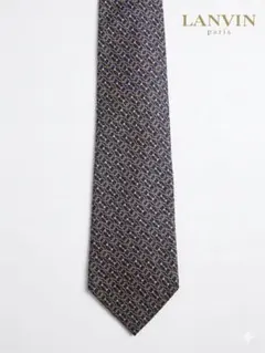 【美品】LANVIN ネクタイ ヴィンテージネイビー ゴールド 幾何学模様