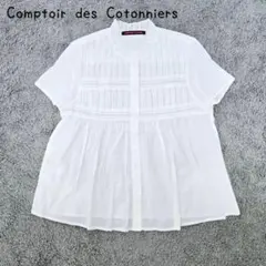 コントワーデコトニエ　コットンフリルシャツ(S)シアー　薄手　ピンタック　可愛いのサムネイル