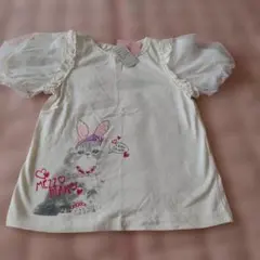 メゾピアノ　チュール袖　猫　うさぎ Tシャツチュニック