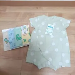 ミントグリーン水玉半袖プレオールとスタイセット