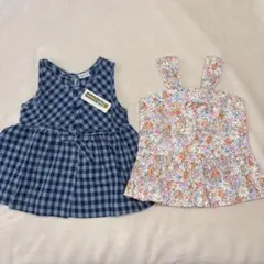 チェック柄・花柄トップス2点セット