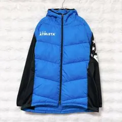アスレタ 中綿ウォームジャケット M ブルー ボンディングニット ストレッチ
