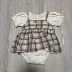 バースデー tete a tete チェック柄ロンパース・カバーオール