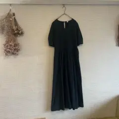 《美品》IENAイエナ☆B. サッカーVネックワンピース コットン グリーン