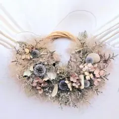 ルリタマアザミと秋色紫陽花のドライフラワー スワッグ - メルカリ