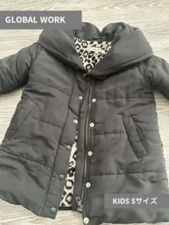 GLOBAL WORK キッズ 中綿ジャケット S レオパード柄裏地 ブラック