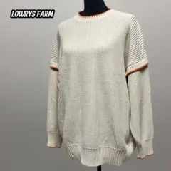【LOWRYS FARM】袖レイヤード 配色ライン コットン混ニット F
