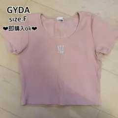 GYDA リブTシャツ ピンク ビジューロゴのサムネイル