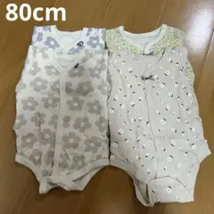 ベビー肌着　長袖ロンパースタイプ　花柄 コットン 80cm