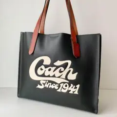 【COACH】コーチ　リレートート　グラフィック　トートバッグ　ブラック　黒
