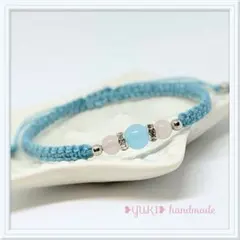 アンクレット or ブレスレット 天然石【アクアマリン+ローズクォーツ】