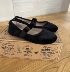 H&M 黒 バレエシューズ リボン　フォーマル