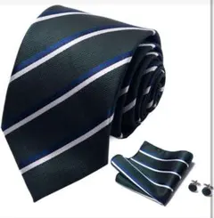 S208 ダークグリーン ストライプ ネクタイ