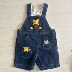 ミキハウス デニム オーバーオール ロンパース プッチーくん 80cm 中古