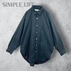 【SIMPLELIFE シンプルライフ】　長袖コットンシャツ　ブラック　黒　Fのサムネイル