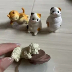ミニチュアフィギュア 4点セット 猫 犬