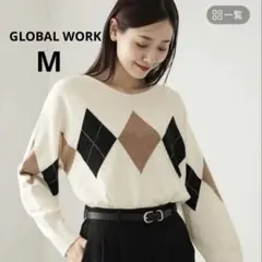 GLOBAL WORK スッキレイVネックプルオーバー　M