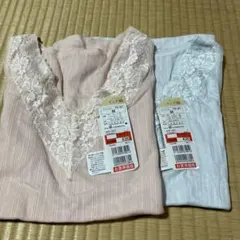 リブ編みVネックタンクトップ2色セット Mサイズ