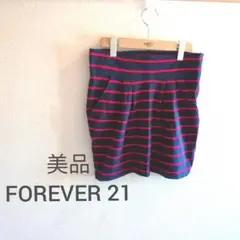 美品 FOREVER 21 ボーダー コットン ミニスカート ネイビー 赤 紺のサムネイル
