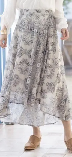 goa Ｏｒｉｅｎｔａｌ ｒｕｇ　プリントシフォンスカート