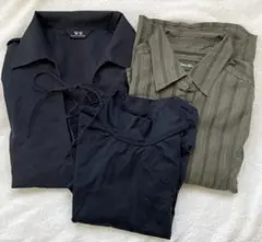 黒い長袖シャツ & PETITE 七分袖シャツ＋半袖トップス