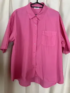 とっても綺麗なマジェンダピンク❣️春カラーSM2 ピンク 半袖シャツ ポケット付き