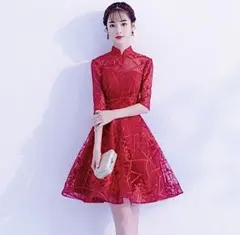 【最終値下げ】ドレス　赤　発表会　チャイナドレス　パーティドレス　お呼ばれ