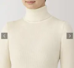 ✨無印良品 洗えるウールハイゲージリブタートルネックセーター　オフホワイト