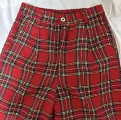 【美品】【希少】チェックパンツ　赤 裏地あり　ウィメンズ　M