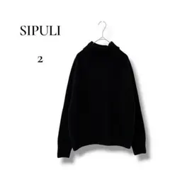 SIPULI シプリ　レディース　長袖ウールニット　タートルネック　ブラック　M