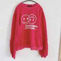 ✨海外古着✨ スマイル スウェット【S】 トレーナー ピンク 派手カワ