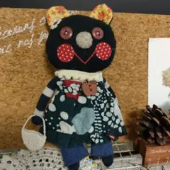 リメイクドール❥エプロンくまさん、デニムでおしゃれ