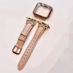 Apple Watchバンド　ピンクベージュ　リボン