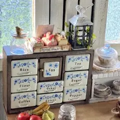 ミニチュア家具　スパイスラック棚　花柄　1/6 ドールハウス